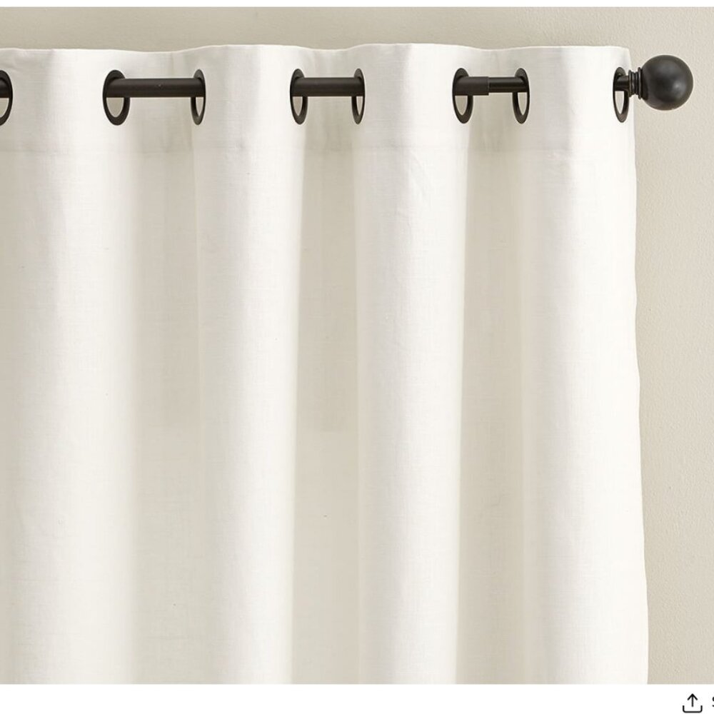 Pottery Barn Emery Linen Ivory Curtain Panel w Antique Bronze Grommets 50 x 84